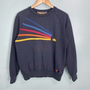 Aviator Nation Daydream Sun Burst Crew Sweater Sz S Navy Blue